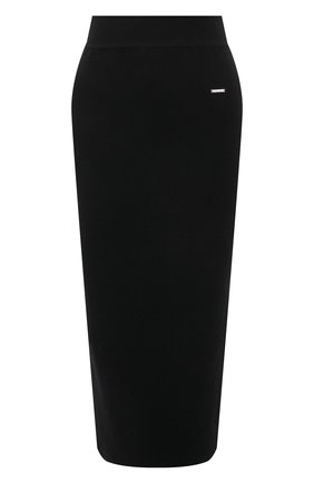 Женская шерстяная юбка FREEAGE черного цвета, арт. FWW1910502BK | Фото 1 (Материал внешний: Шерсть; Стили: Кэжуэл; Кросс-КТ: Трикотаж; Женское Кросс-КТ: Юбка-одежда; Длина Ж (юбки, платья, шорты): Миди)
