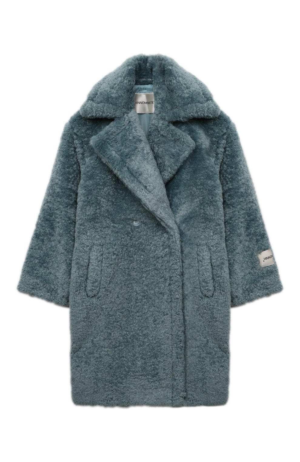 Детское утепленное пальто HINNOMINATE голубого цвета, арт. HKW2/364100002 | Фото 1 (Рукава: Длинные; Материал внешний: Синтетический материал; Материал подклада: Синтетический материал)