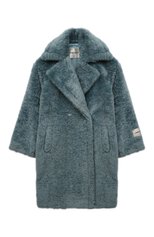 Детское утепленное пальто HINNOMINATE голубого цвета, арт. HKW2/364100002 | Фото 1 (Рукава: Длинные; Материал внешний: Синтетический материал; Материал подклада: Синтетический материал)