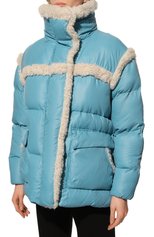 Женская утепленная куртка URBANCODE STUDIO голубого цвета, арт. BJ18508 | Фото 3 (Кросс-КТ: Куртка, Утепленный; Рукава: Длинные; Материал внешний: Синтетический материал; Материал подклада: Синтетический материал; Длина (верхняя одежда): Короткие; Стили: Кэжуэл)