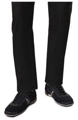 Мужские комбинированные кроссовки BOSS темно-синего цвета, арт. 50485629 | Фото 3 (Материал внешний: Текстиль; Стили: Классический; Материал утеплителя: Без утеплителя; Подошва: Плоская)