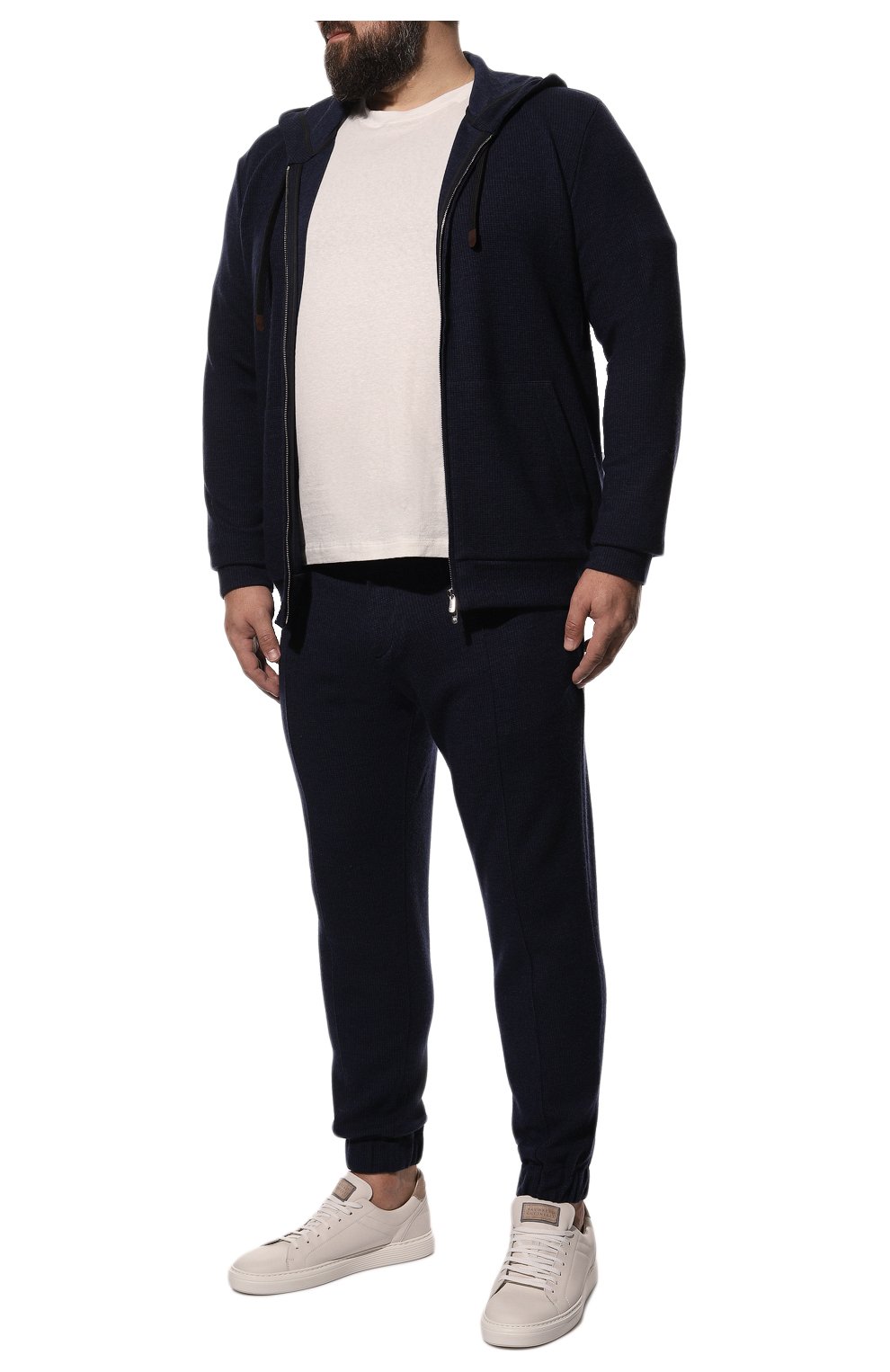 Мужские джоггеры из шерсти и кашемира MARCO PESCAROLO темно-синего цвета, арт. FREETIME/46M03 | Фото 2 (Материал внешний: Шерсть; Длина (брюки, джинсы): Стандартные; Стили: Спорт-шик; Силуэт М (брюки): Джоггеры)