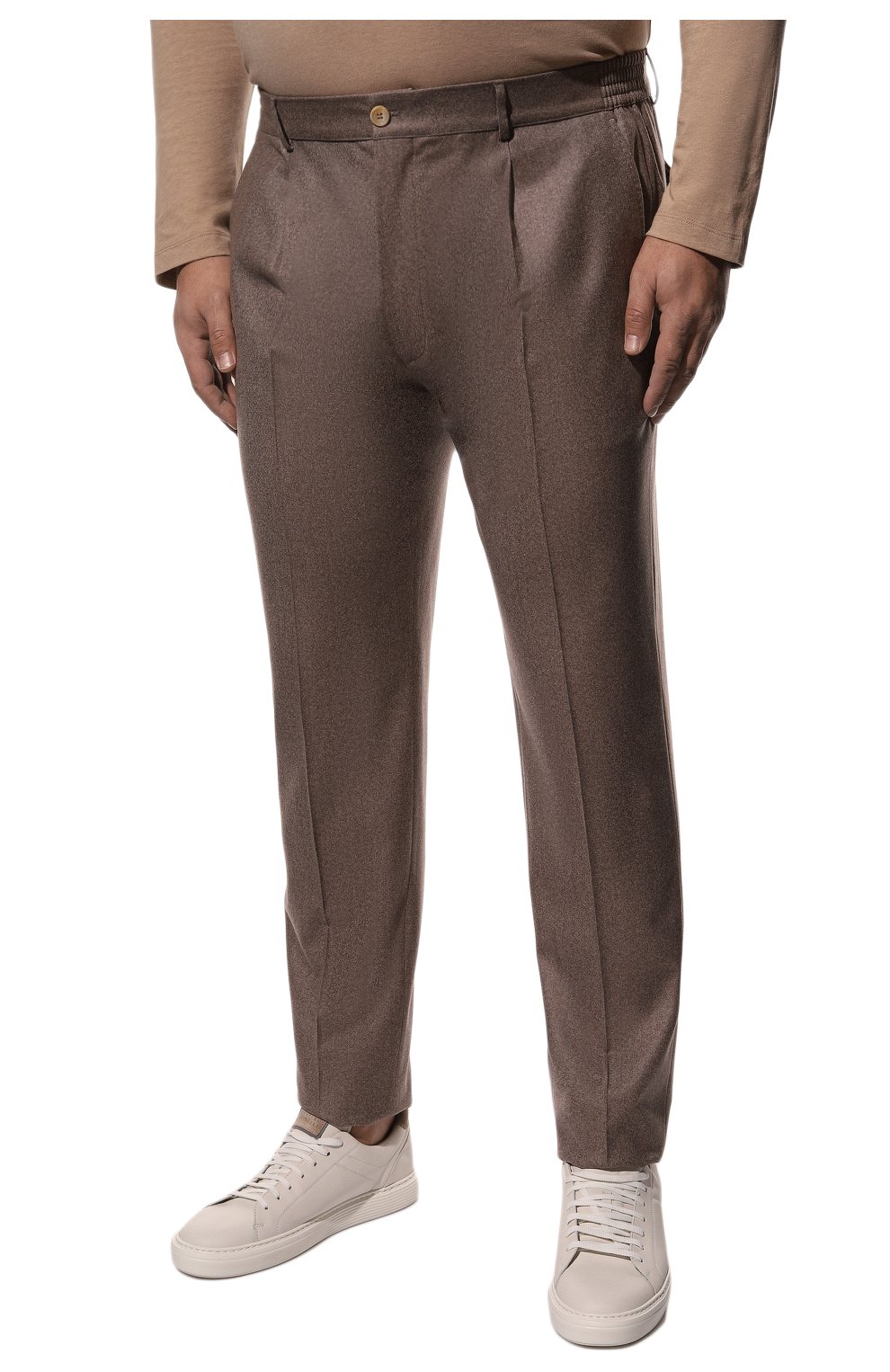 Мужские брюки из шерсти и кашемира STEFANO RICCI бежевого цвета, арт. M1T2400290/WC002G | Фото 3 (Материал внешний: Шерсть; Длина (брюки, джинсы): Стандартные; Случай: Повседневный; Стили: Кэжуэл)