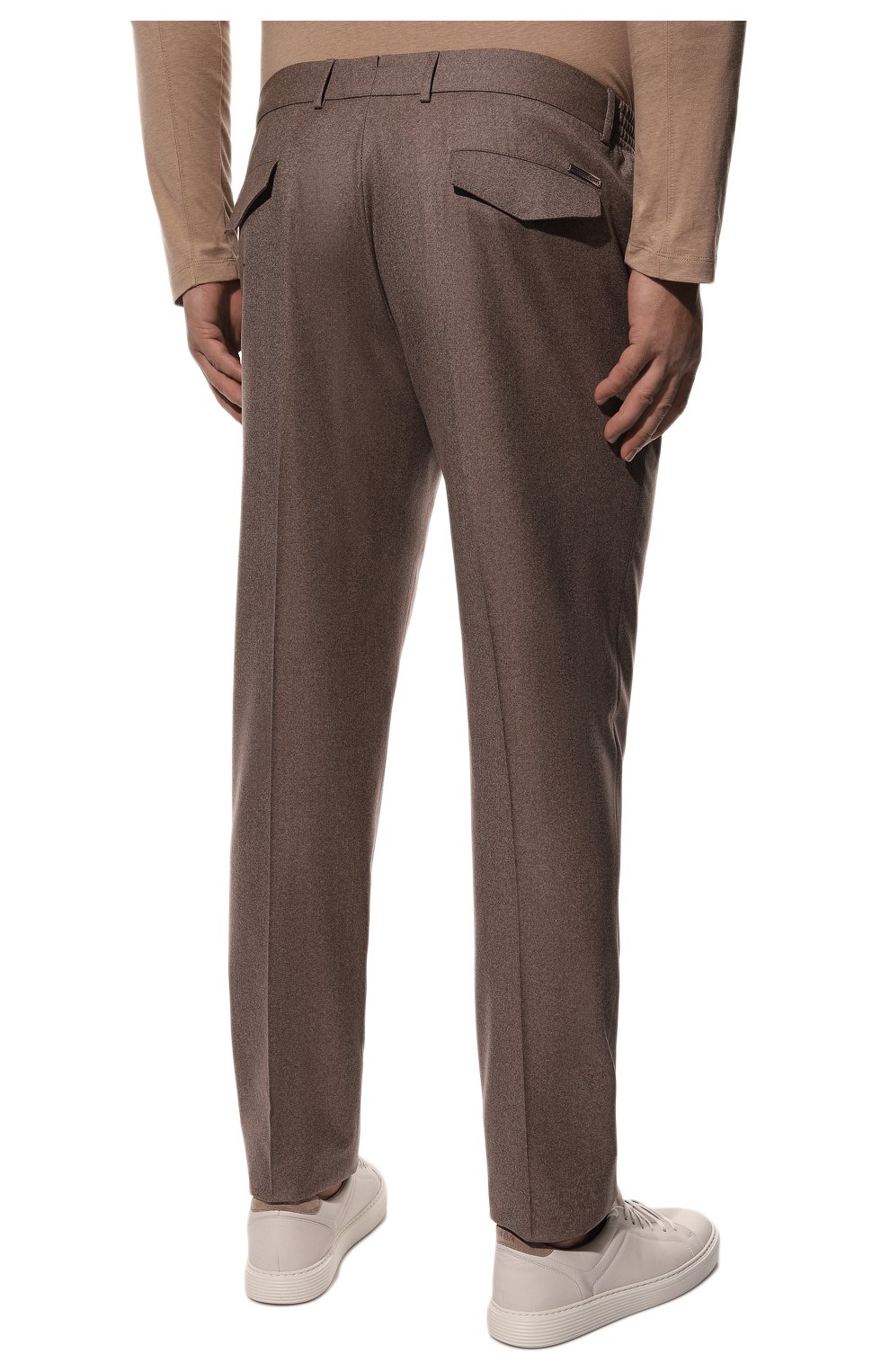 Мужские брюки из шерсти и кашемира STEFANO RICCI бежевого цвета, арт. M1T2400290/WC002G | Фото 4 (Материал внешний: Шерсть; Длина (брюки, джинсы): Стандартные; Случай: Повседневный; Стили: Кэжуэл)