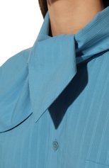 Женская хлопковая рубашка MARNI голубого цвета, арт. CAMA0485A0/UTC169 | Фото 5 (Рукава: Длинные; Принт: Без принта; Женское Кросс-КТ: Рубашка-одежда; Длина (для топов): Удлиненные; Материал внешний: Хлопок; Стили: Романтичный)
