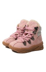 Детские кожаные ботинки EMPORIO ARMANI розового цвета, арт. XMZ002/X0R05/0UTLET AW22-23 | Фото 1 (Материал утеплителя: Натуральный мех)