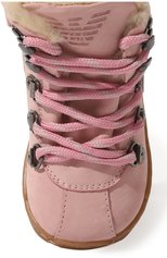 Детские кожаные ботинки EMPORIO ARMANI розового цвета, арт. XMZ002/X0R05/0UTLET AW22-23 | Фото 4 (Материал утеплителя: Натуральный мех)