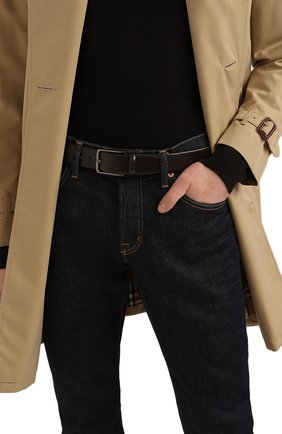 Мужской кожаный ремень BOSS темно-коричневого цвета, арт. 50486825 | Фото 2 (Случай: Повседневный; Материал: Натуральная кожа)