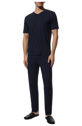 Мужские домашние брюки из вискозы HANRO темно-синего цвета, арт. 075040. | Фото 2 (Материал внешний: Вискоза; Кросс-КТ: домашняя одежда; Длина (брюки, джинсы): Стандартные)