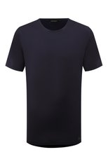Мужская хлопковая футболка HANRO темно-синего цвета, арт. 075430. | Фото 1 (Кросс-КТ: домашняя одежда; Рукава: Короткие; Длина (для топов): Удлиненные; Материал внешний: Хлопок)