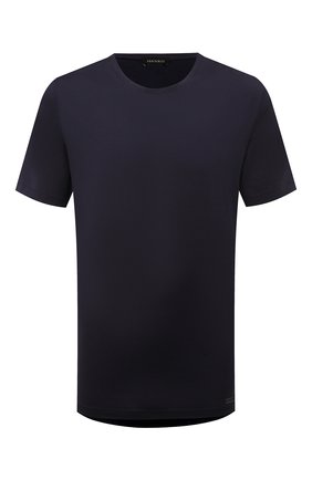 Мужская хлопковая футболка HANRO темно-синего цвета по цене 8400 руб., арт. 075430. | Фото 1