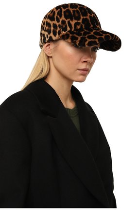 Женская кепка из меха кенгуру FURLAND леопардового цвета, арт. 0228830150003200000 | Фото 2 (Материал: Натуральный мех)