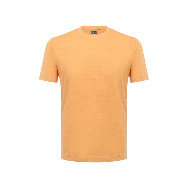 Льняная футболка Fedeli оранжевого цвета