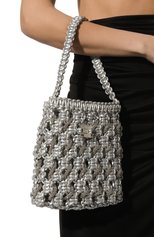 Женская сумка-тоут woven small YUZEFI серебряного цвета, арт. YUZC0-HB-SWCT-14 | Фото 2 (Женское Кросс-КТ: Вечерняя сумка; Сумки-технические: Сумки top-handle; Материал: Текстиль; Размер: small)