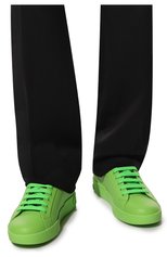 Мужские кожаные кеды portofino DOLCE & GABBANA салатового цвета, арт. CS1772/A1065 | Фото 3 (Материал внутренний: Натуральная кожа; Стили: Классический; Материал утеплителя: Без утеплителя; Подошва: Массивная)