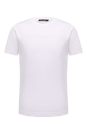 Мужская хлопковая футболка DOLCE & GABBANA белого цвета, арт. G8PQ0Z/HU7MA | Фото 1