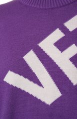 Женский шерстяной свитер VETEMENTS фиолетового цвета, арт. UA53KN200U | Фото 5 (Женское Кросс-КТ: Свитер-одежда; Материал внешний: Шерсть; Рукава: Длинные; Стили: Гранж; Длина (для топов): Удлиненные)