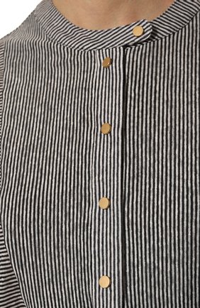 Женская блузка изо льна и вискозы GIORGIO ARMANI черно-белого цвета, арт. 3RAM52/AJZ0Z | Фото 5 (Рукава: Длинные; Принт: Полоска; Длина (для топов): Стандартные; Материал внешний: Вискоза, Лен; Женское Кросс-КТ: Блуза-одежда; Стили: Кэжуэл)