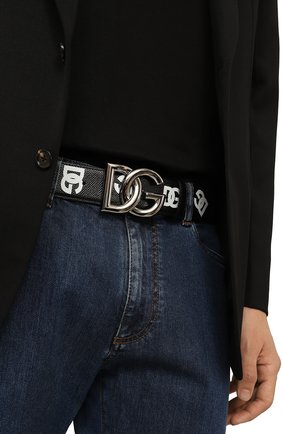 Мужской кожаный ремень DOLCE & GABBANA черного цвета, арт. BC4646/AG220 | Фото 2 (Случай: Повседневный; Материал: Натуральная кожа)
