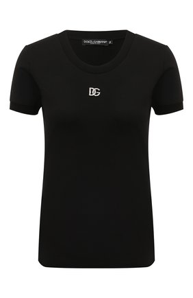 Женская хлопковая футболка DOLCE & GABBANA черного цвета, арт. F8T00Z/G7B3U | Фото 1