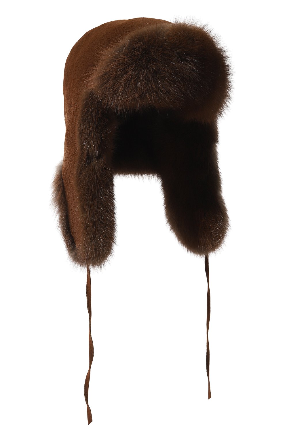 Мужская шапка-ушанка сандра из меха соболя и норки FURLAND коричневого цвета, арт. 0139619750060300005 | Фото 1 (Материал: Натуральный мех)