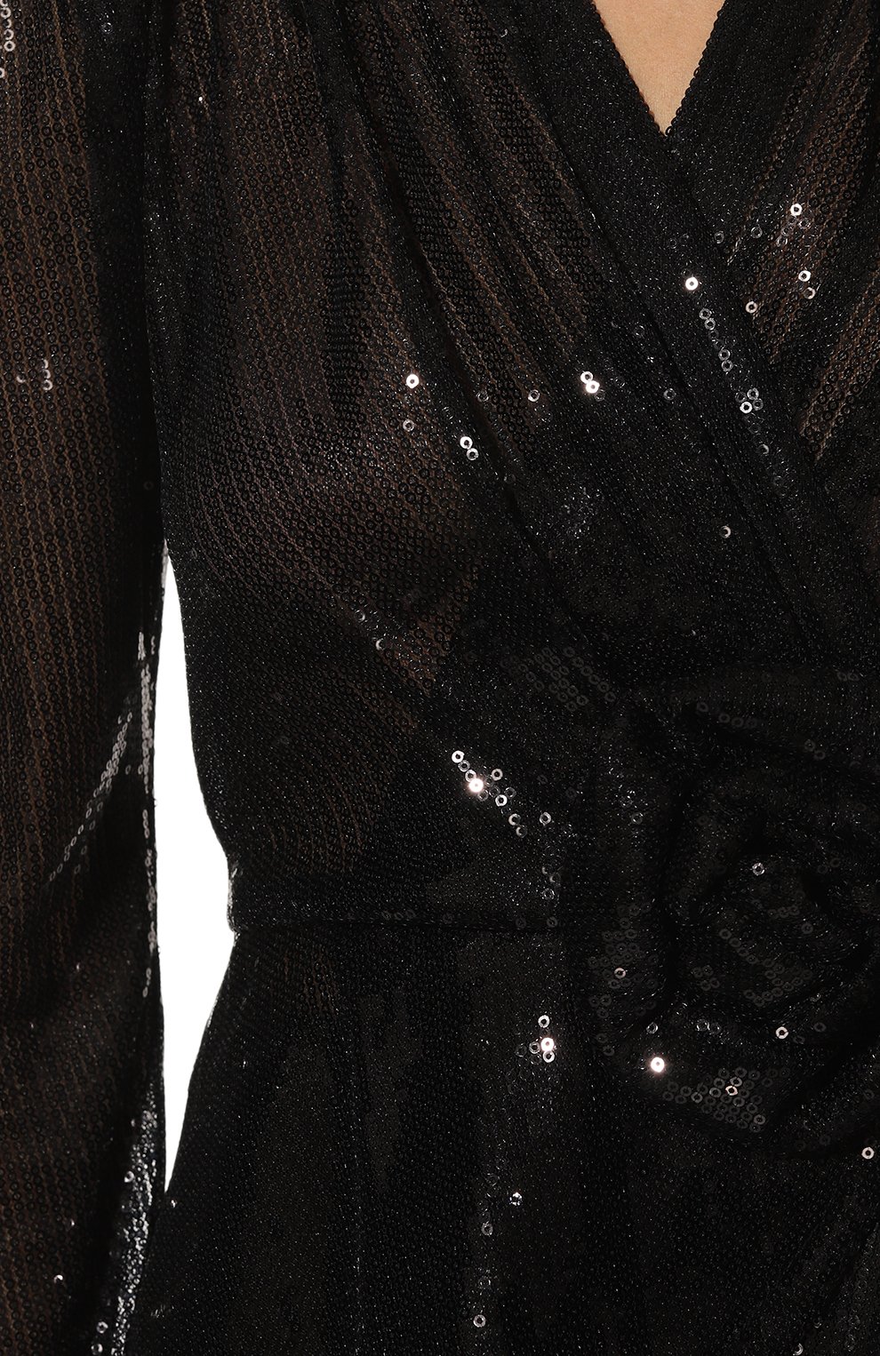 Женское костюм с отделкой пайетками ELLYME черного цвета, арт. 16012 | Фото 5 (Случай: Коктейльный; Рукава: Длинные; Стили: Гламурный; Длина Ж (юбки, платья, шорты): Мини; Материал внешний: Синтетический материал; Женское Кросс-КТ: Платье-одежда)