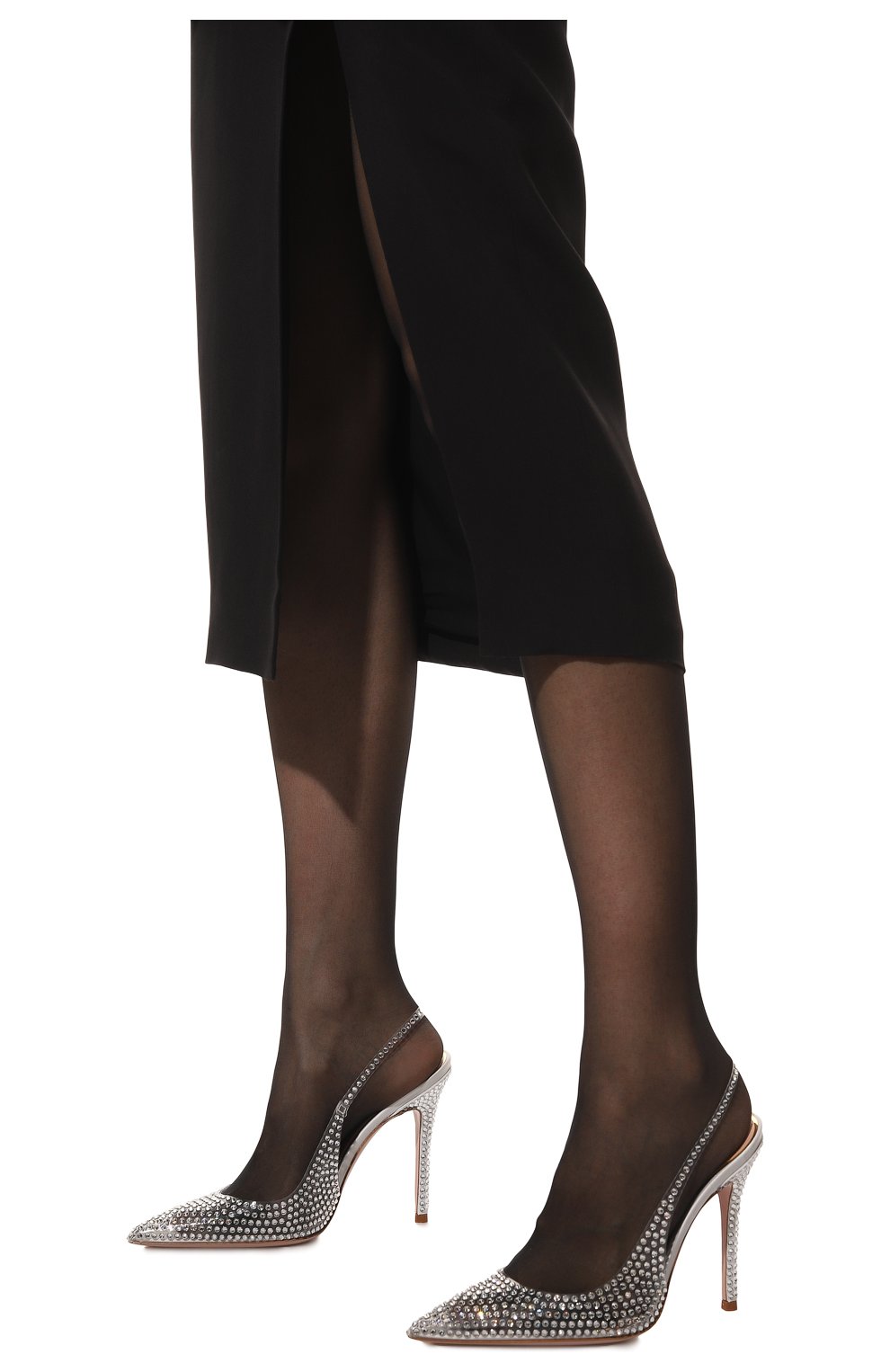 Женские туфли stella GEDEBE серебряного цвета, арт. STELLA SLINGBACK 105 | Фото 3 (Материал внешний: Экокожа; Каблук высота: Высокий; Материал внутренний: Натуральная кожа; Каблук тип: Шпилька; Подошва: Плоская)