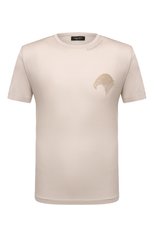 Мужская хлопковая футболка STEFANO RICCI светло-бежевого цвета, арт. MNH2301850/TE0001 | Фото 1 (Рукава: Короткие; Длина (для топов): Стандартные; Принт: С принтом; Материал внешний: Хлопок; Стили: Кэжуэл)