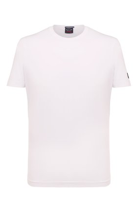 Мужская хлопковая футболка PAUL&SHARK белого цвета, арт. 22411082 | Фото 1 (Материал внешний: Хлопок; Длина (для топов): Стандартные; Стили: Кэжуэл; Принт: Без принта; Рукава: Короткие; Размерность: Маломерит)