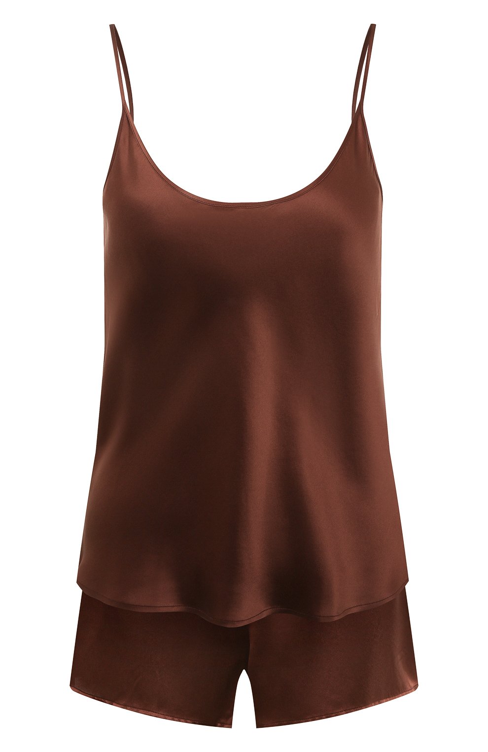 Женская шелковая пижама LA PERLA коричневого цвета, арт. N045610 | Фото 1 (Материал внешний: Шелк)