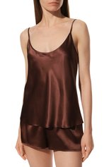 Женская шелковая пижама LA PERLA коричневого цвета, арт. N045610 | Фото 3 (Материал внешний: Шелк)