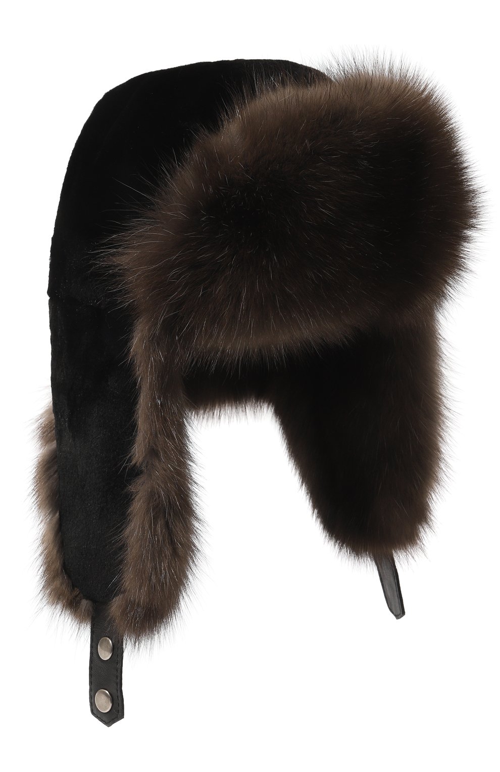 Мужская шапка-ушанка майкл из меха соболя и норки FURLAND темно-коричневого цвета, арт. 0201419710018100011 | Фото 1 (Материал: Натуральный мех)