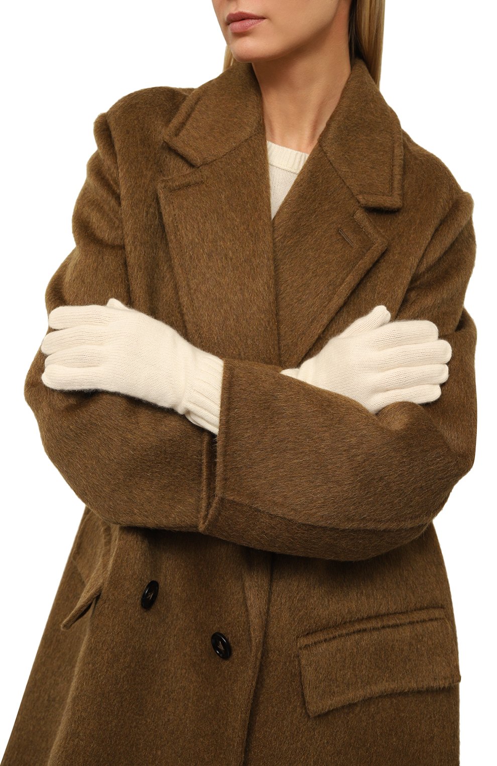 Женские кашемировые перчатки NOT SHY кремвого цвета, арт. 4102032C | Фото 2 (Материал: Текстиль, Кашемир, Шерсть)