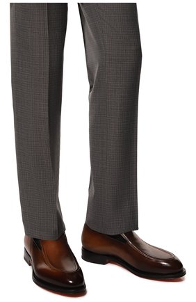 Мужские кожаные лоферы SANTONI коричневого цвета, арт. MCCG17976MC8HSC2 | Фото 3 (Материал внутренний: Натуральная кожа; Стили: Классический)