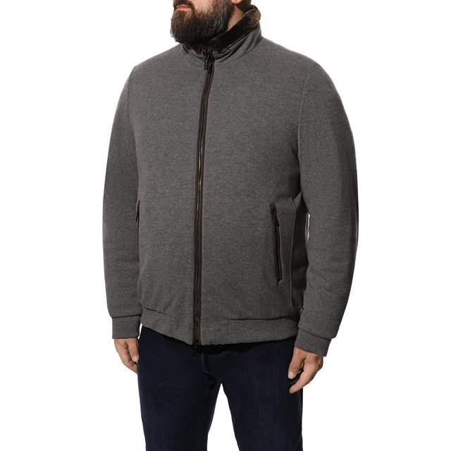 фото Пуховый бомбер с меховой отделкой moorer