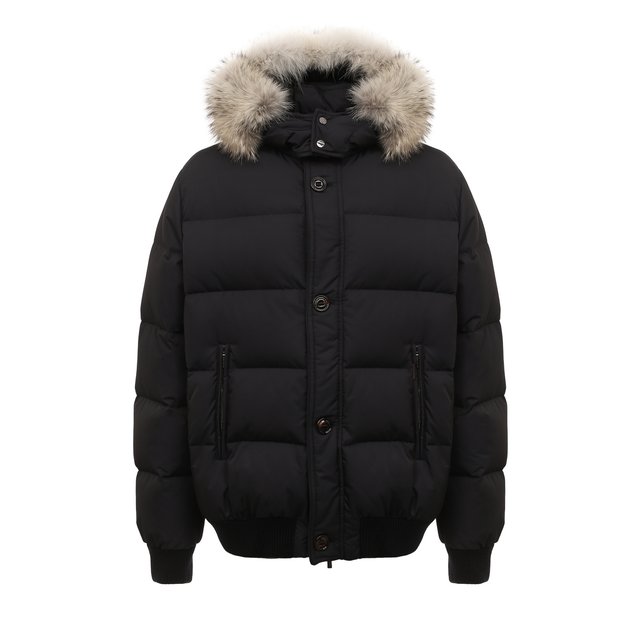 фото Пуховый бомбер с отделкой из меха койота dazzi-wk moorer