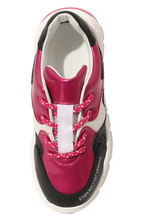 Детские кожаные кроссовки EMPORIO ARMANI разноцветного цвета, арт. XYX008/X0I38/28-34/0UTLET AW22-23 | Фото 4 (Материал внутренний: Натуральная кожа)
