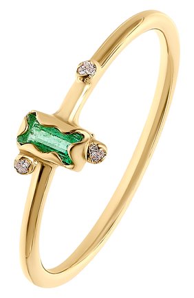 Женское кольцо с вертикальным изумрудом и бриллиантами MOONKA зеленого цвета, арт. asm-r1-y | Фото 1