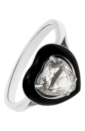 Женск ое кольцо с сердцем из горного хрусталя MOONKA черного цвета, арт. crg-r-crs | Фото 1 (Материал: Серебро)