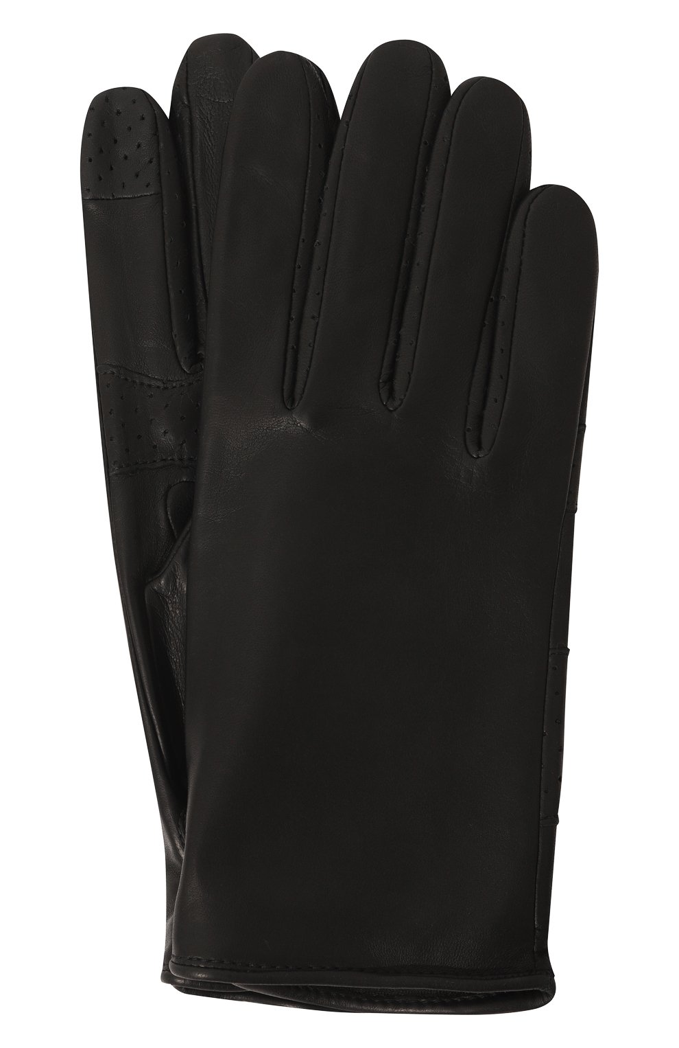 Мужские кожаные перчатки AGNELLE черного цвета, арт. RUBA/S | Фото 1 (Материал: Натуральная кожа; Мужское Кросс-КТ: Кожа и замша)