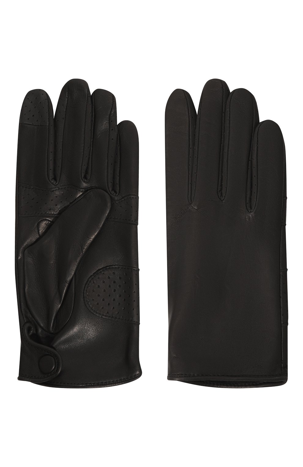 Мужские кожаные перчатки AGNELLE черного цвета, арт. RUBA/S | Фото 2 (Материал: Натуральная кожа; Мужское Кросс-КТ: Кожа и замша)