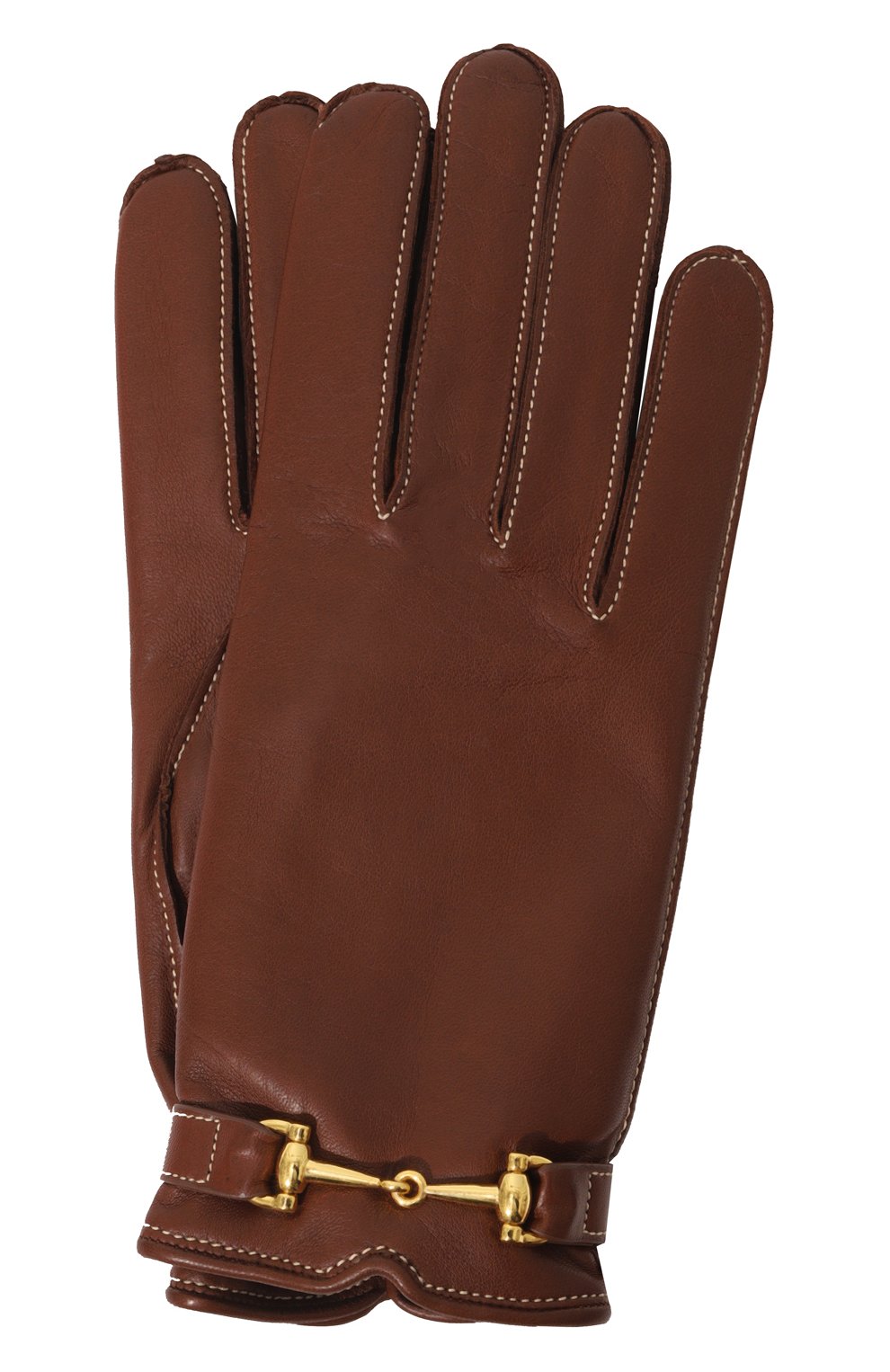 Женские кожаные перчатки AGNELLE коричневого цвета, арт. GREC0/C100 | Фото 1 (Материал: Натуральная кожа)