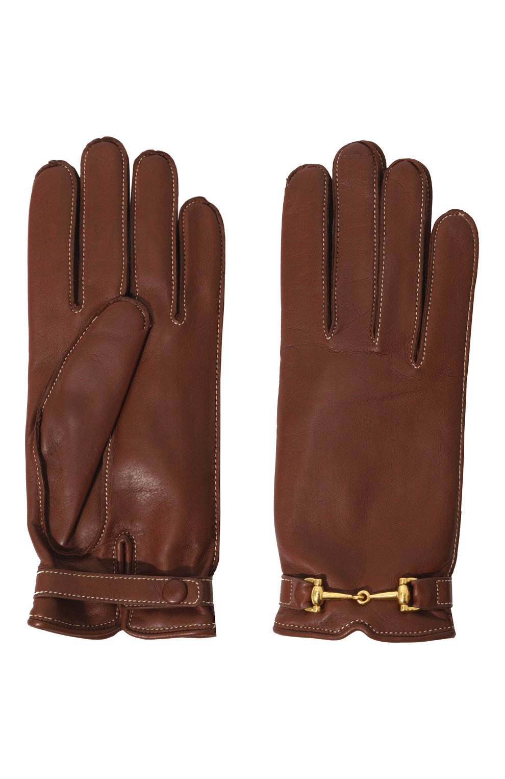 Женские кожаные перчатки AGNELLE коричневого цвета, арт. GREC0/C100 | Фото 2 (Материал: Натуральная кожа)