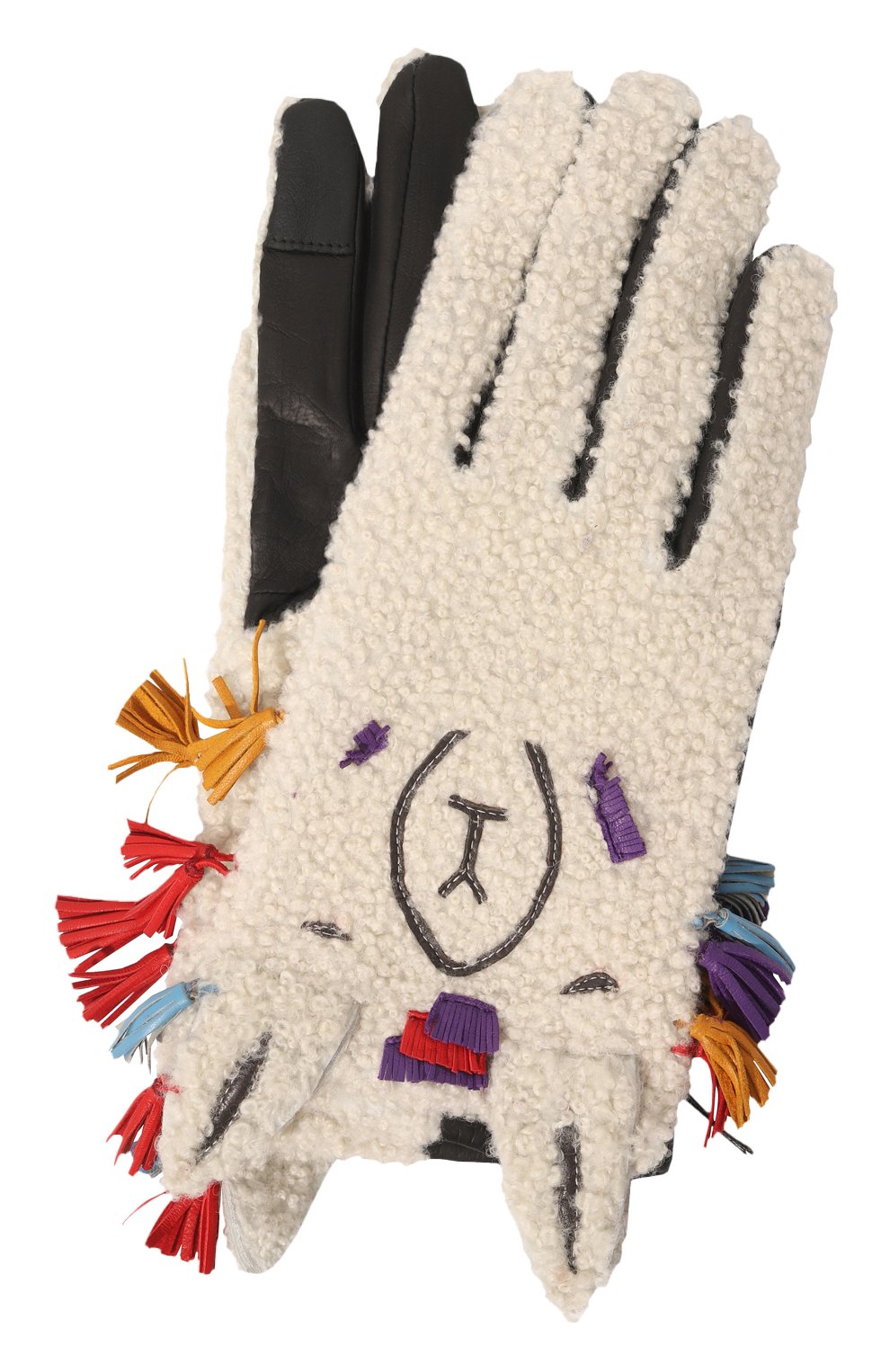 Женские меховые перчатки AGNELLE белого цвета, арт. LAMA/A | Фото 1 (Материал: Натуральная кожа)