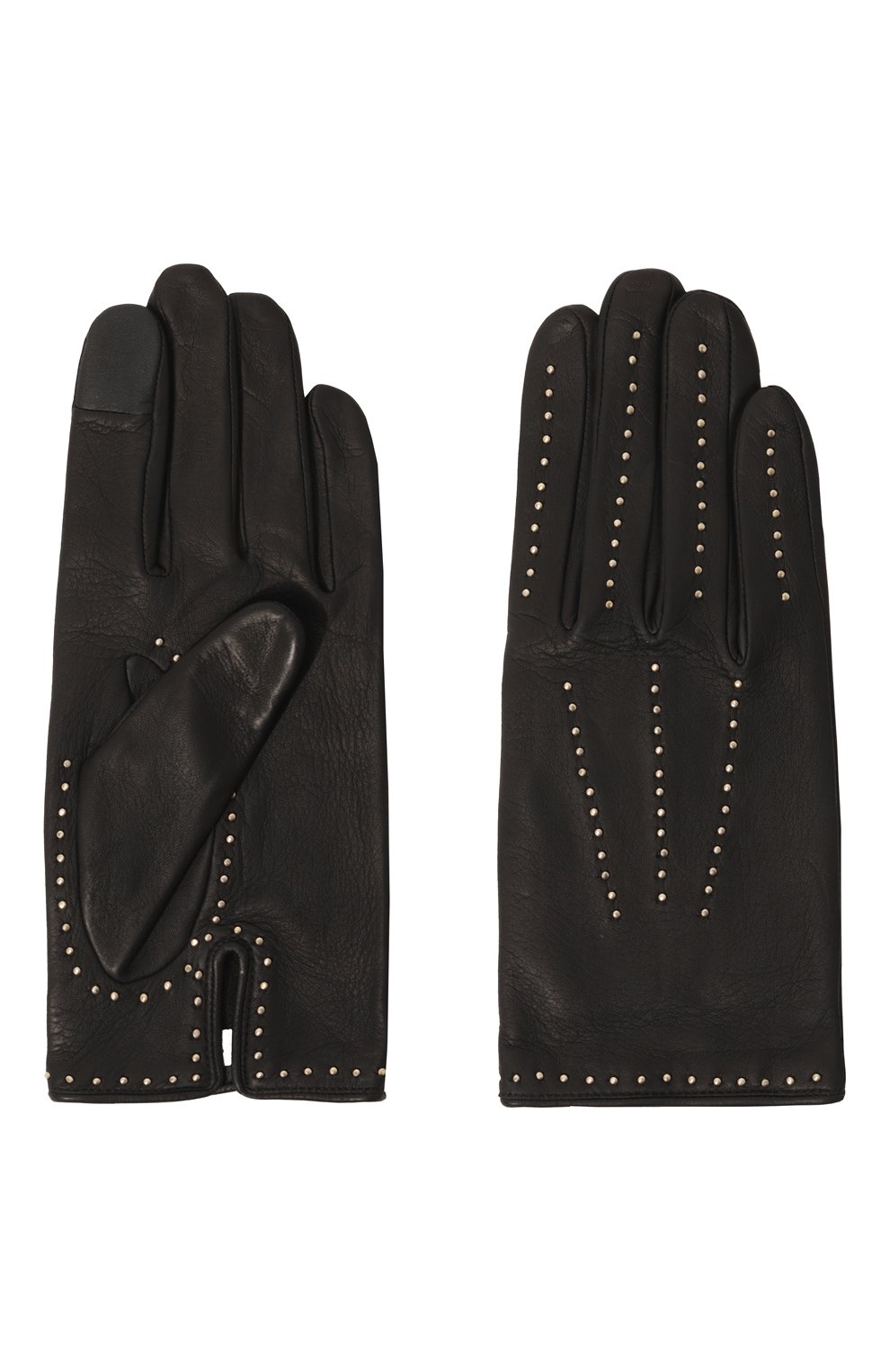 Женские кожаные перчатки AGNELLE черного цвета, арт. PIERRETTE/S | Фото 2 (Материал: Натуральная кожа)