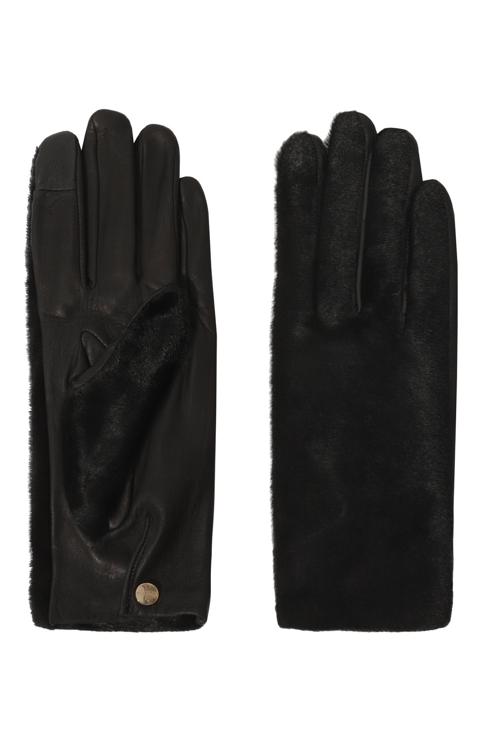 Женские кожаные перчатки AGNELLE черного цвета, арт. SUSAN/S | Фото 2 (Материал: Натуральная кожа)