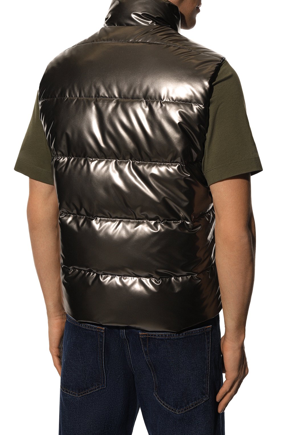 Мужской утепленный жилет HUGO серебряного цвета, арт. 50483221 | Фото 4 (Кросс-КТ: Куртка; Материал внешний: Синтетический материал; Длина (верхняя одежда): Короткие; Стили: Кэжуэл)