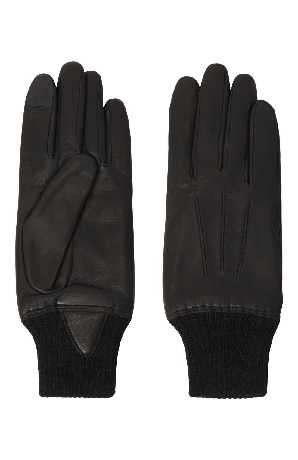 Мужские кожаные перчатки andrew AGNELLE черного цвета, арт. ANDREW/A | Фото 2 (Материал: Натуральная кожа; Мужское Кросс-КТ: Кожа и замша)