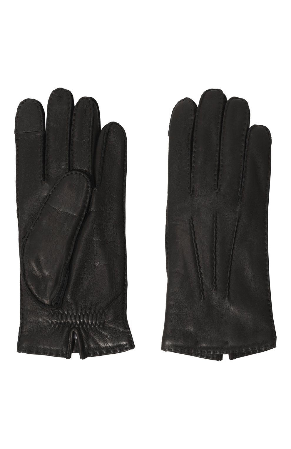 Мужские кожаные перчатки arthur AGNELLE черного цвета, арт. ARTHUR/C100 | Фото 2 (Материал: Натуральная кожа; Мужское Кросс-КТ: Кожа и замша)