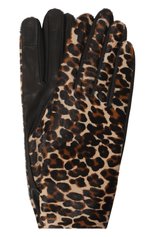 Женские кожаные перчатки AGNELLE леопардового цвета, арт. CHL0ECALF/S | Фото 1 (Материал: Натуральная кожа)